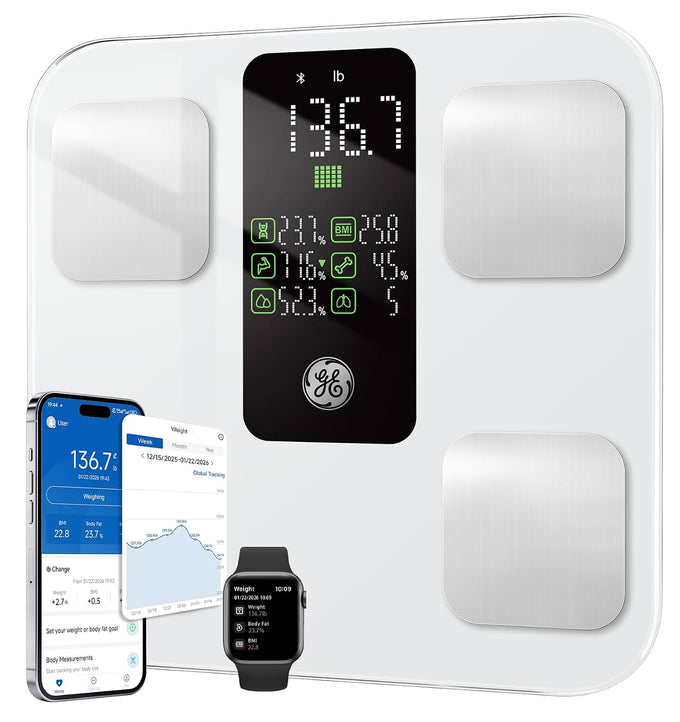 GE Smart Scale for Body Weight, BMI, Body Fat, Muscle Mass, Large Display