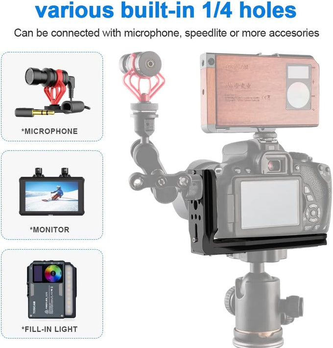 (Real Single One) DSLR Camera L Bracket Quick Release Plate Vertical Horizontal Switching Tripod Compatible with Canon Nikon Sony DJI Ronin Zhiyun Stabilizer Tripod Monopod Can't fit Manfrotto