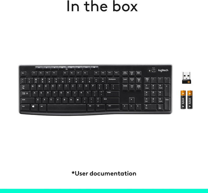 Logitech K270 Full Size Wireless Keyboard for Windows - Black