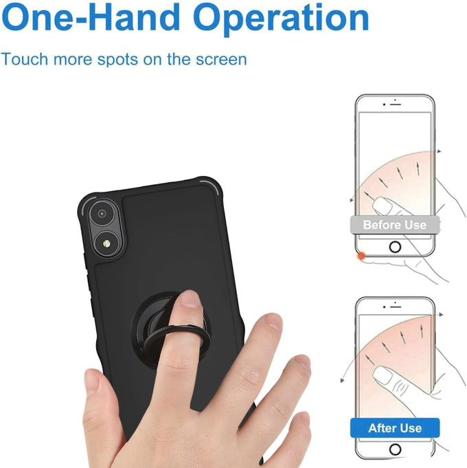 jioeuinly for AriVoice A67L Case Compatible for Foxx FoxxD A67L Phone Case Cover [with Tempered Glass Screen Protector][ 2MM Thickening Super Protection][Ring Support] Black