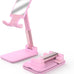 Cell Phone Stand, Adjustable Angle and Height Cell Phone Holder for Desk, Foldable and Portable, Anti-Slip Silicone Pad, Compatible with All Mobile Phones and 4-8 Inch Devices, Pink