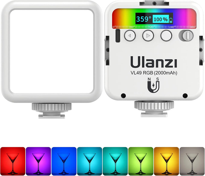 ULANZI VL49 RGB Video Lights LED Camera Light with 3 Cold Shoe & 1/4 Screw