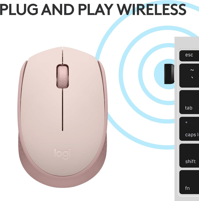 Logitech M170 Compact Ambidextrous 2.4 GHz Wireless Mouse - Rose