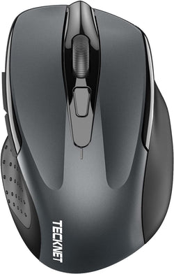 TECKNET Wireless Mouse, BT 5.0/2.4G, Silent 4800 DPI 6 Buttons, Grey