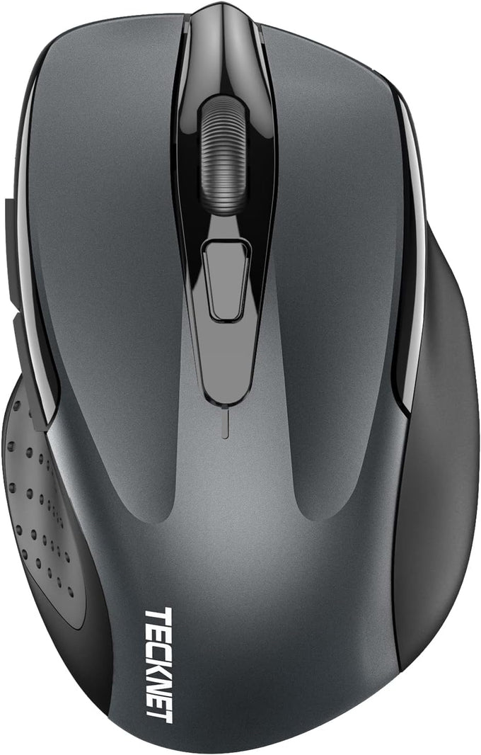 TECKNET Wireless Mouse, BT 5.0/2.4G, Silent 4800 DPI 6 Buttons, Grey