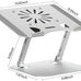 Adjustable Laptop Stand with Cooling Fan, Aluminium Alloy Multi-Angle Computer Holder for Desk, Portable Notebook Metal Mount Compatible with MacBook, Air, Pro, Dell, Alienware All Laptops 11"-17.3"