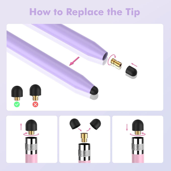 STYLUSHOME 5Pcs Stylus Pens, 2 in 1 Stylists Stylus Pen for Touchscreen