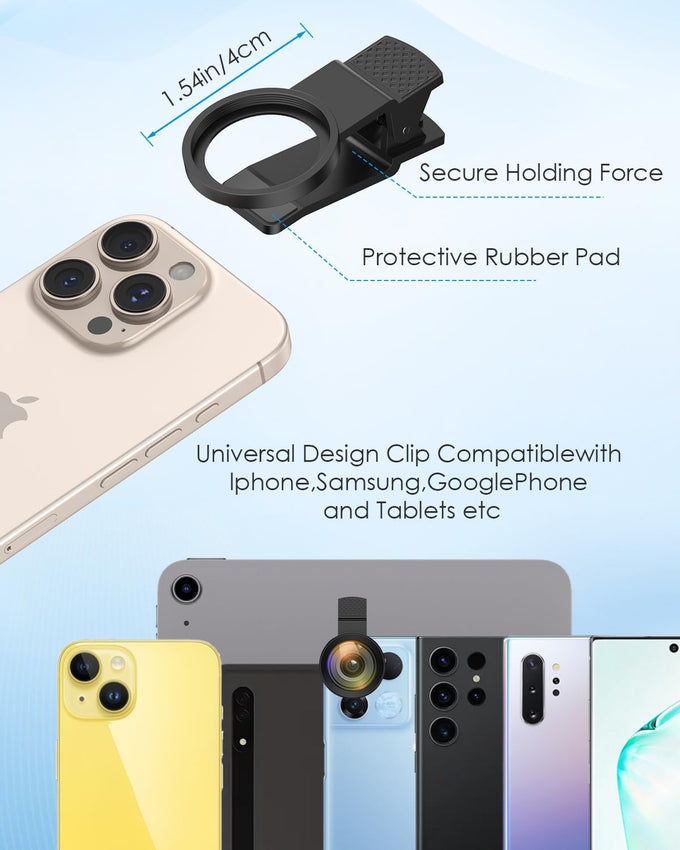 AMIR Phone Camera Lens, 0.45X Wide Angle & 12.5X Macro Lens, 2-in-1 Clip-On