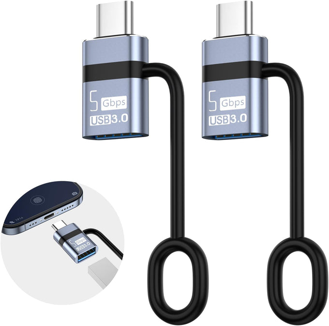 USB A to USB C 3.0 OTG Adapter, USB C to Micro Converter, IP to Type-C Converter, and Type-C to USB A OTG 3.0 Adapter (6 Pieces), Supporting Fast Charging and Data Transfer
