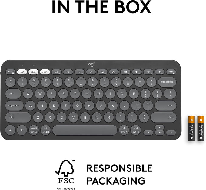 Logitech Pebble Keys 2 K380s Wireless Bluetooth Keyboard - Tonal Graphite