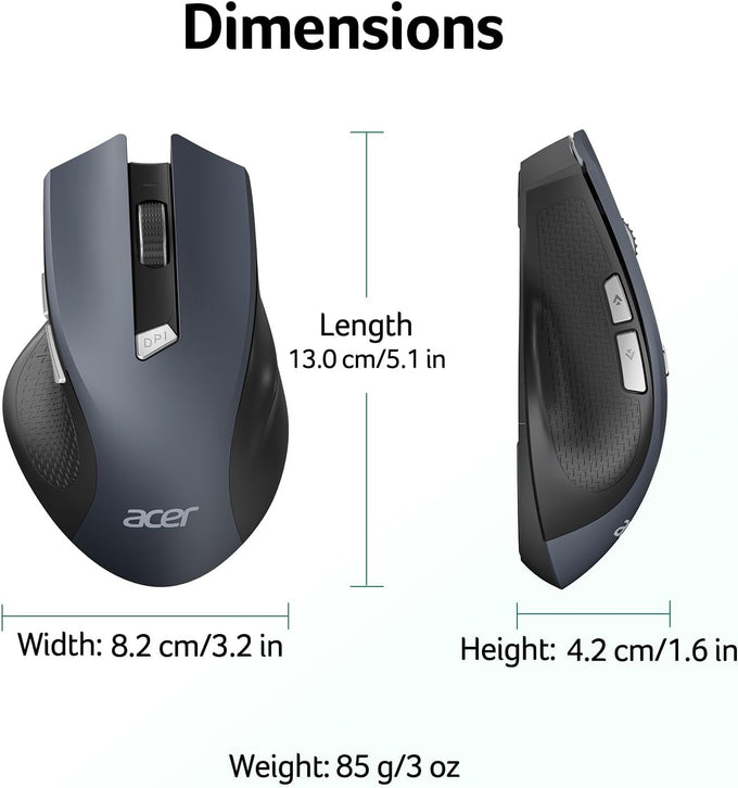 Acer Wireless Mouse for Laptop, 2.4GHz Computer Mouse 3 Adjustable 1600 DPI
