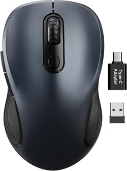 Trueque Wireless Mouse for Laptop, Ergonomic 6-Button Mouse, Space Gray