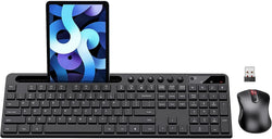 MARVO Wirelss Keyboard and Mouse Combo with Phone Holder, Full-Size, Black