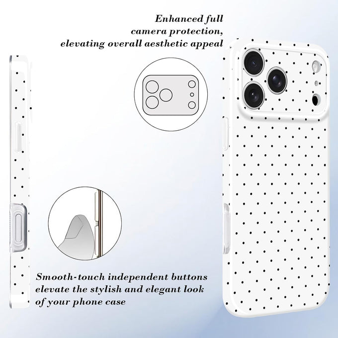 For iPhone 18 Pro Case / iPhone 17 Pro Case Cute Polka Dot Cover, White