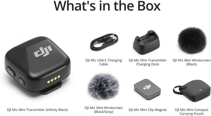 DJI Mic Mini Transmitter (Infinity Black), Ultralight, Detail-Rich Audio