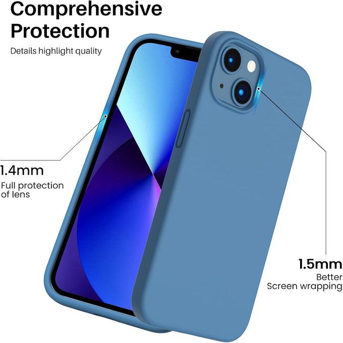 ORNARTO Designed for iPhone 13 Case, Shockproof Liquid Silicone-Blue