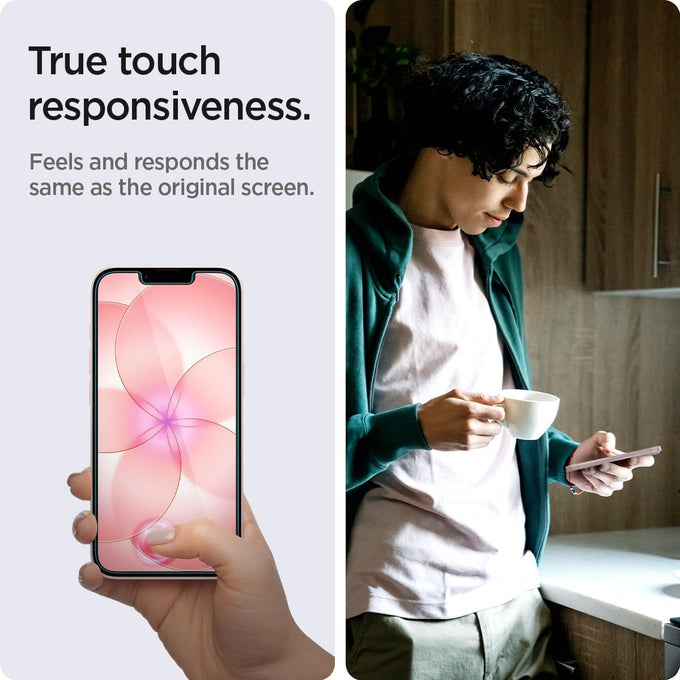 Spigen GlasTR EZ FIT Screen Protector for iPhone 17e, 16e, 14, 13 Pro, 13