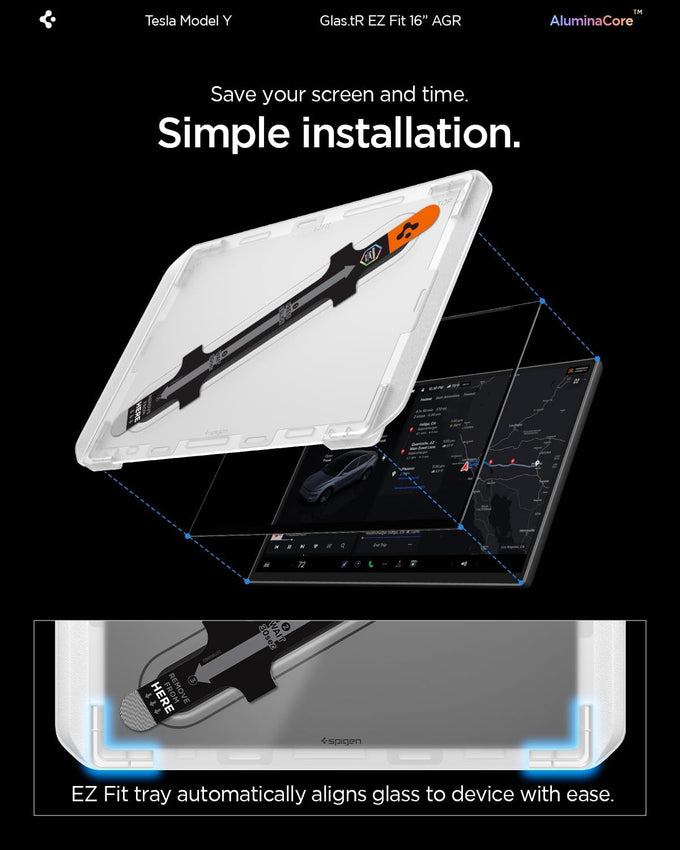 Spigen GlasTR EZ FIT Screen Protector Matte Finish for Model Y (2026)