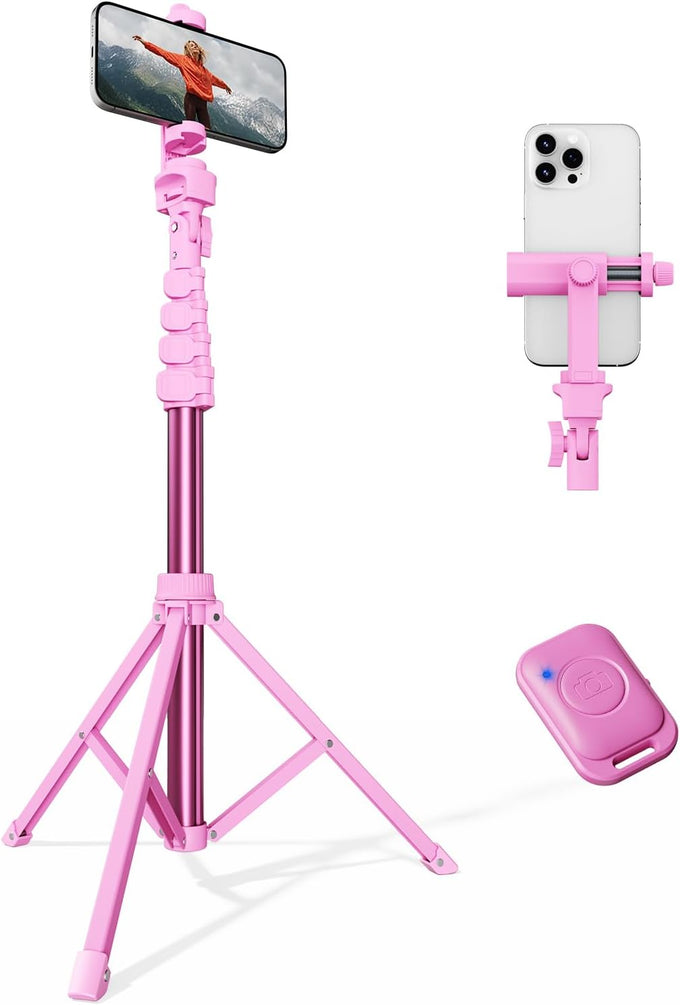 VIMOSE 66" Phone Tripod, Tripod for iPhone with Remote & Phone Stand