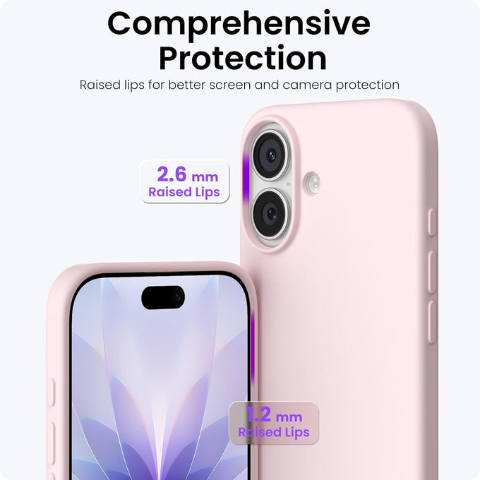 ORNARTO for iPhone 17 Case, Slim Liquid Silicone Cover, Chalk Pink