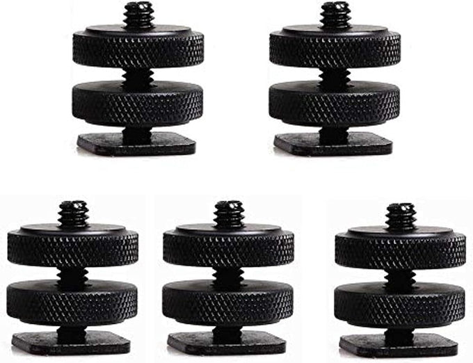 (2 Packs) Fotasy Hot Shoe to 1/4 Adapter, Camera Hot Shoe Mount Adapter, Flash Shoe to 1/4"-20 Male Post Adapter with Locking Disk