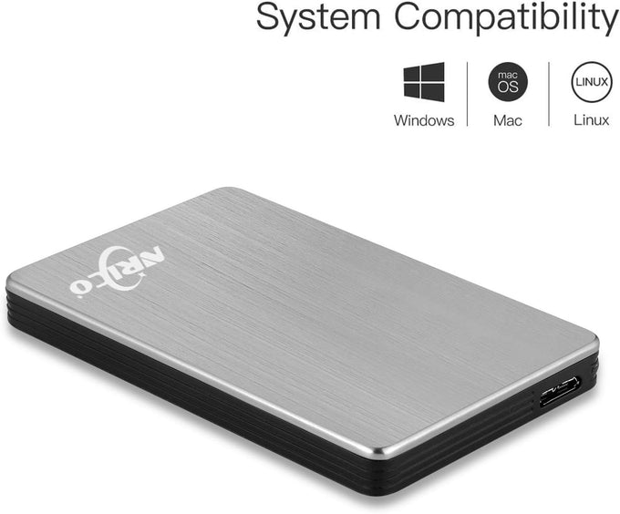 NRICO Portable External Hard Drive, USB 3.0, 2.5 Inch, Compatible with PC, Mac, Desktop (Grey, 320, GB)