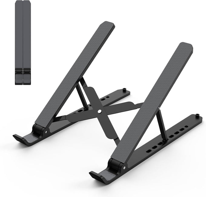 Tonmom Laptop Stand for Desk, Adjustable Laptop Riser, Black