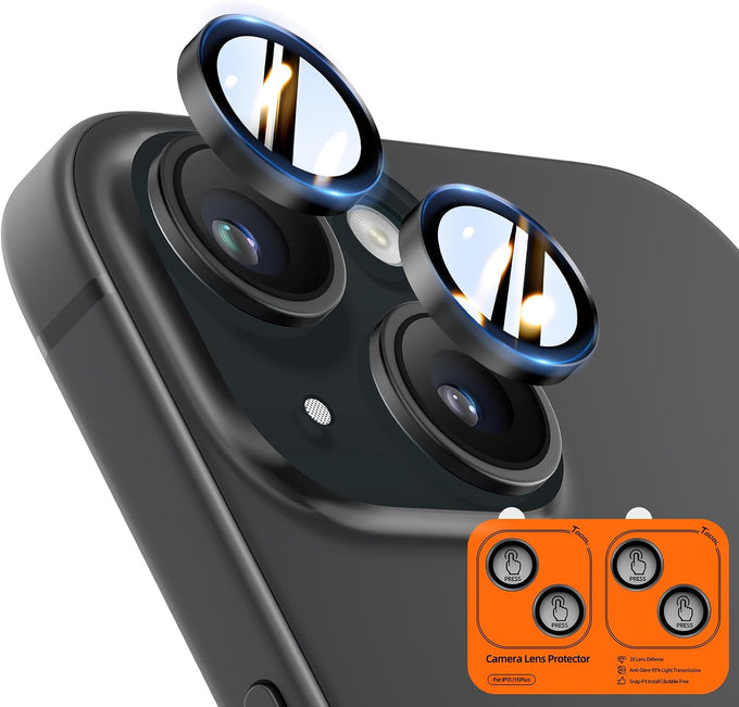 TOCOL for 2 Pack iPhone 16 Pro Max Camera Lens Protector/iPhone 16 Pro Camera Lens Protector Tempered Glass HD Individual Scratch Resistant Cover Accessories Case Friendly（Black）