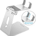 OMOTON C2 Adjustable Aluminum Cell Phone Stand with Charging Cutout, Silver