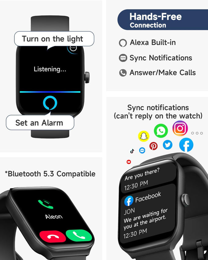1.95" Smart Watch for Men Women with ALEXA, Fitness Watch for Android iOS