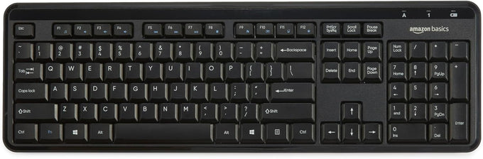 Amazon Basics 2.4GHz Wireless Keyboard and Mouse Combo Set, Quiet and Compact US Layout, Plug and Play, Unifying USB Receiver, Black