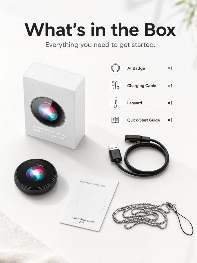 Z01 Smart AI Companion Badge Wearable Bluetooth Language Translator Device
