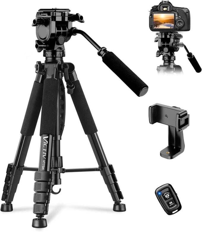 VICTIV 74” Camera Tripod, Tripod for Camera and Phone with Phone Holder