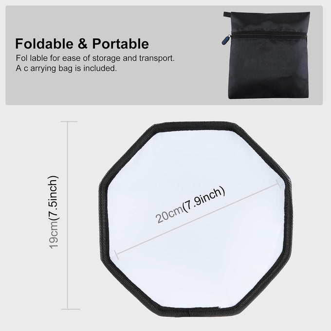 Flash Diffuser Light, TzezFoz Portable Camera Flash Softbox 8inch Mini Soft Flash Light Diffuser for Speedlight Macro Jewelry Insect Photography Accessories