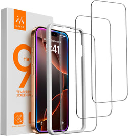 Mkeke Screen Protector for iPhone 16 Pro, 3 Pack 9H+ Tempered Glass