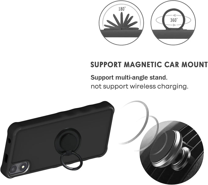 jioeuinly for AriVoice A67L Case Compatible for Foxx FoxxD A67L Phone Case Cover [with Tempered Glass Screen Protector][ 2MM Thickening Super Protection][Ring Support] Black