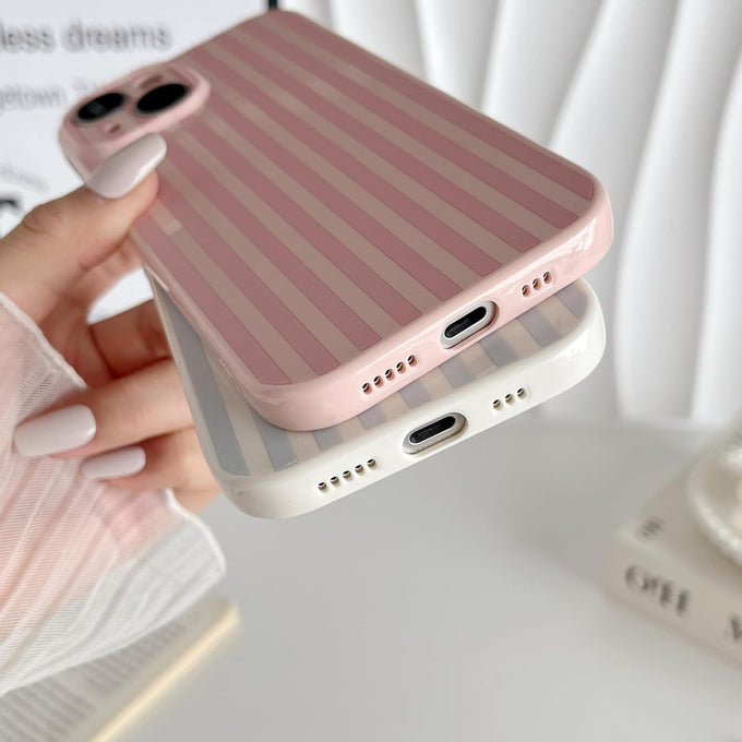 Skyseaco for iPhone 14 Case Cute Aesthetic Striped Phone Case for Women Girl Trendy Soft TPU Slim Shockproof Full Camera Protection Cover, Blue and White
