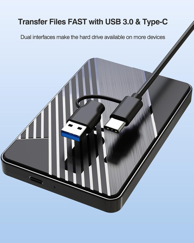500GB External Hard Drive,USB 3.0 and USB-C Storage Expansion Mobile HDD