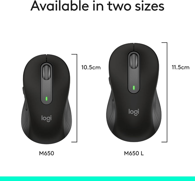 Logitech Signature M650 L Full Size Wireless Mouse Large Sized - Black