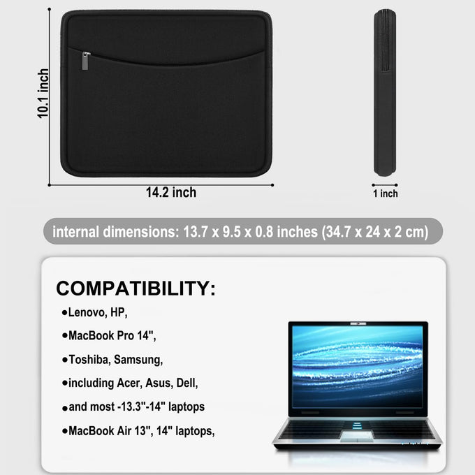 Laptop Sleeve Case 14 inch, Shockproof Protective Laptop Bag Briefcase
