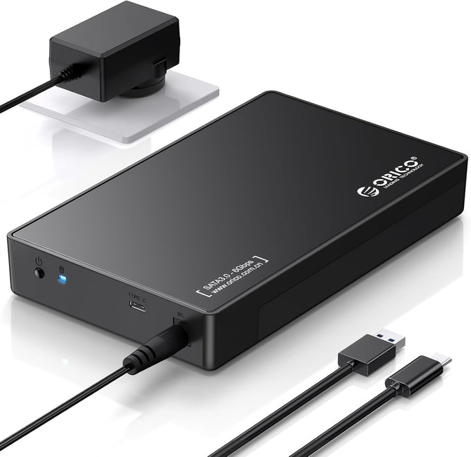 ORICO USB 3.0 External Hard Drive Enclosure for 3.5/2.5 Inch SATA Hard Drives/SSD Up to 20 TB, 3.5'' Tool-Free HDD Enclosure with 12V/2A Power Supply and UASP Acceleration (3588US3)
