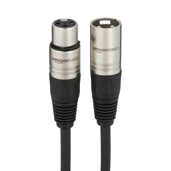 Amazon Basics XLR Microphone Cable for Speaker or PA System, Recording Studio, All Copper Conductors, Low Noise, 10 ft, Black