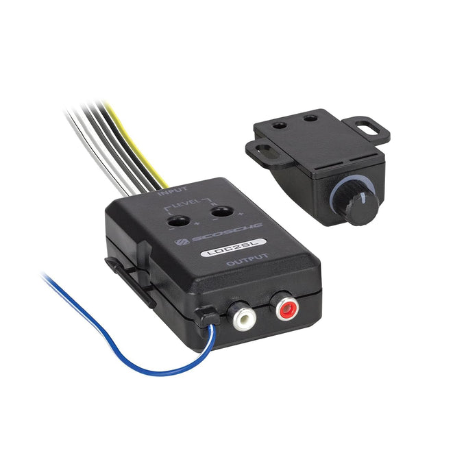 Scosche LOC2SL Line Output Converter with Remote Control Knob - 2CH High/Low RCA Converter Car Audio - Ideal for Subwoofer Amp - Line Level Converter for Car Stereo - Easy Installation - Quality Sound