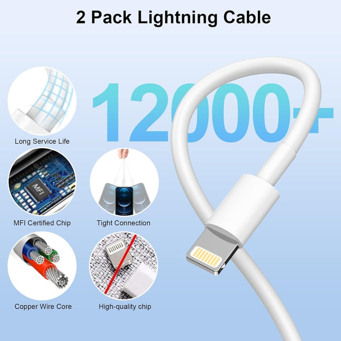 iPhone Charger,[MFi Certified] 2Pack 6FT Lightning Cable