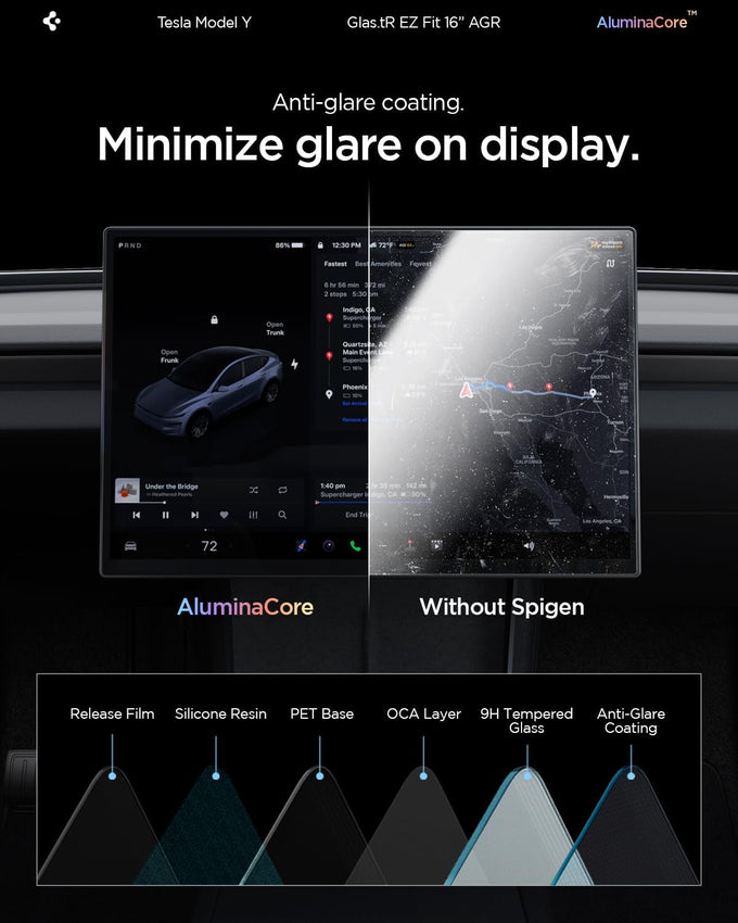 Spigen GlasTR EZ FIT Screen Protector Matte Finish for Model Y (2026)