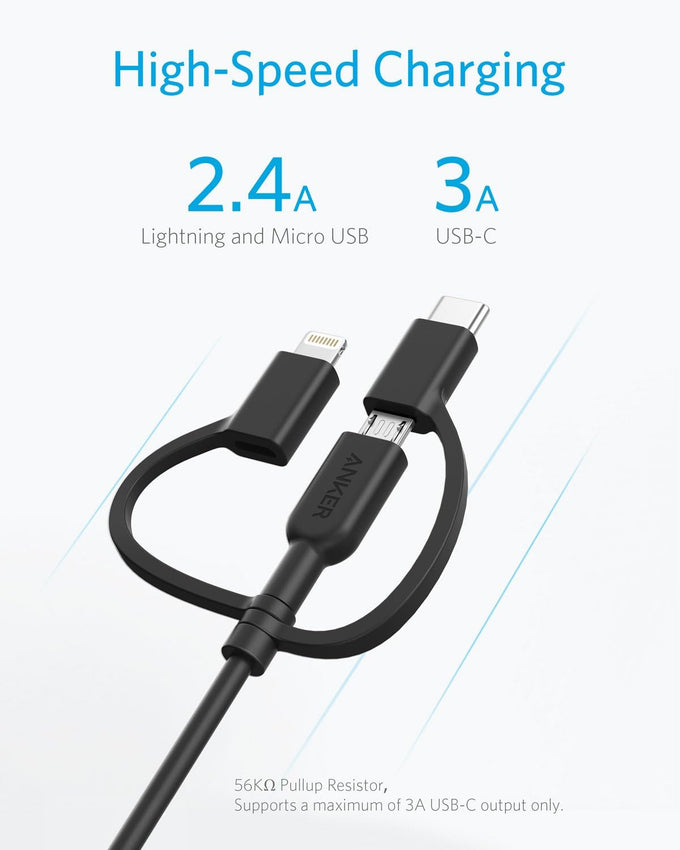 Anker Powerline II 3-in-1 Lightning, USB C, Micro USB Cable