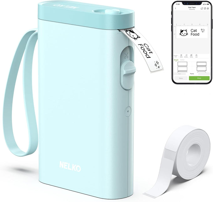 Nelko P21 Label Maker Machine with Tape, Bluetooth Label Printer, White
