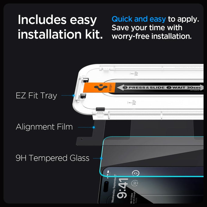 Spigen GlasTR EZ FIT Tempered Glass Screen Protector for iPhone 15 Pro