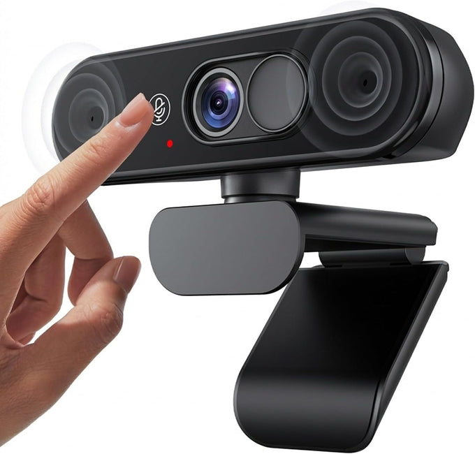 1080P Webcam with Mic, Privacy Cover, Mute Button for PC/Laptop