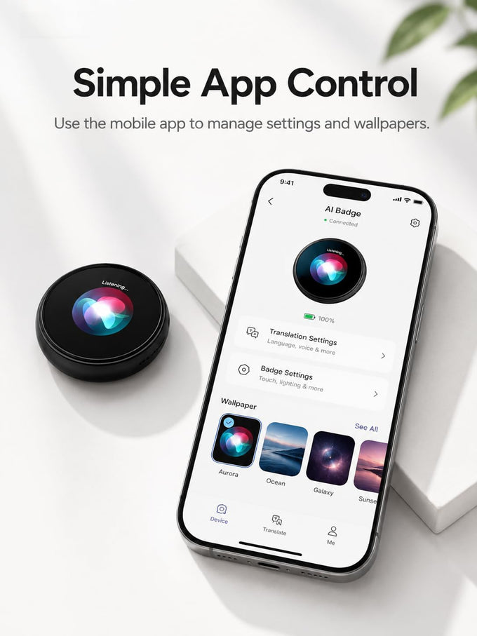 Z01 Smart AI Companion Badge Wearable Bluetooth Language Translator Device